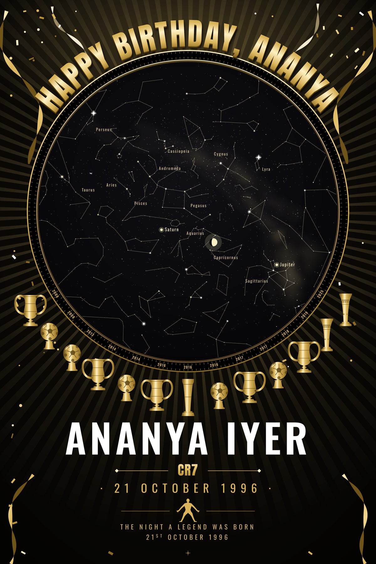 Birthday · Cristiano — personalised star map poster