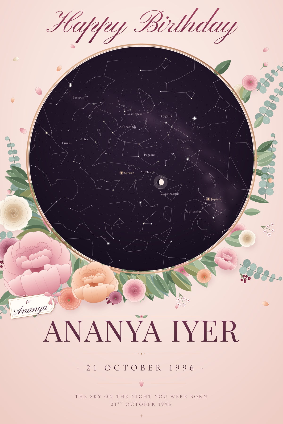 Birthday · In Full Bloom — personalised star map poster
