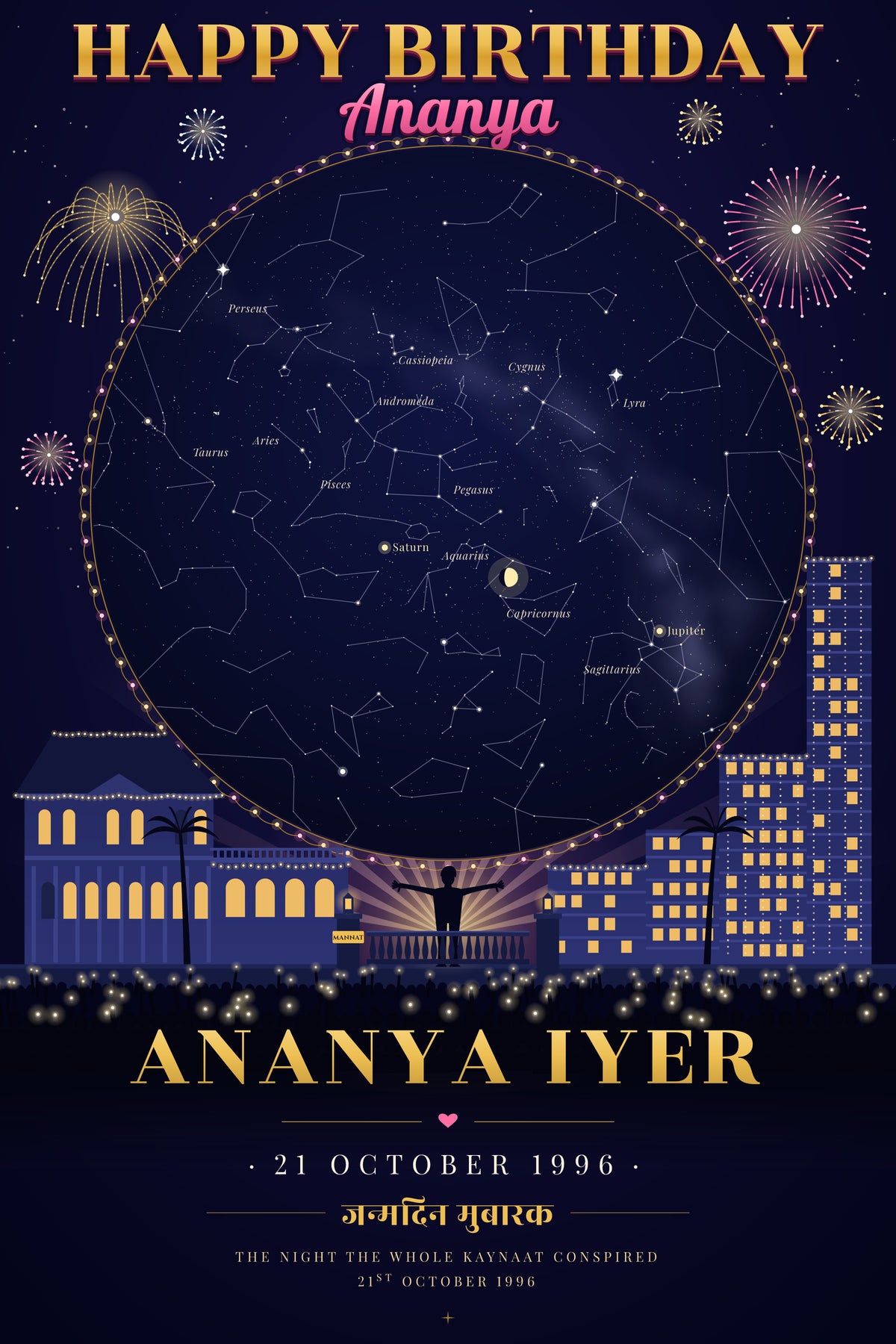 Birthday · King Khan — personalised star map poster