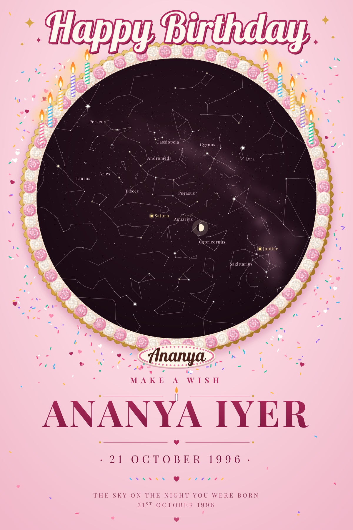 Birthday · Make a Wish — personalised star map poster