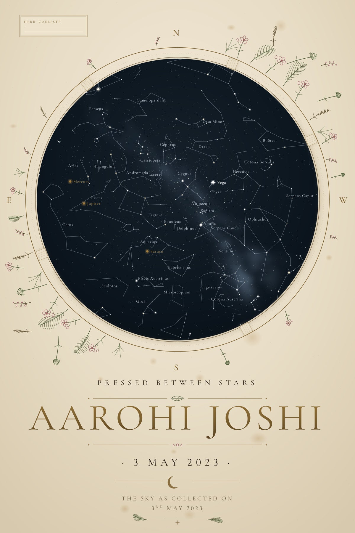 Botanical Press — personalised star map poster