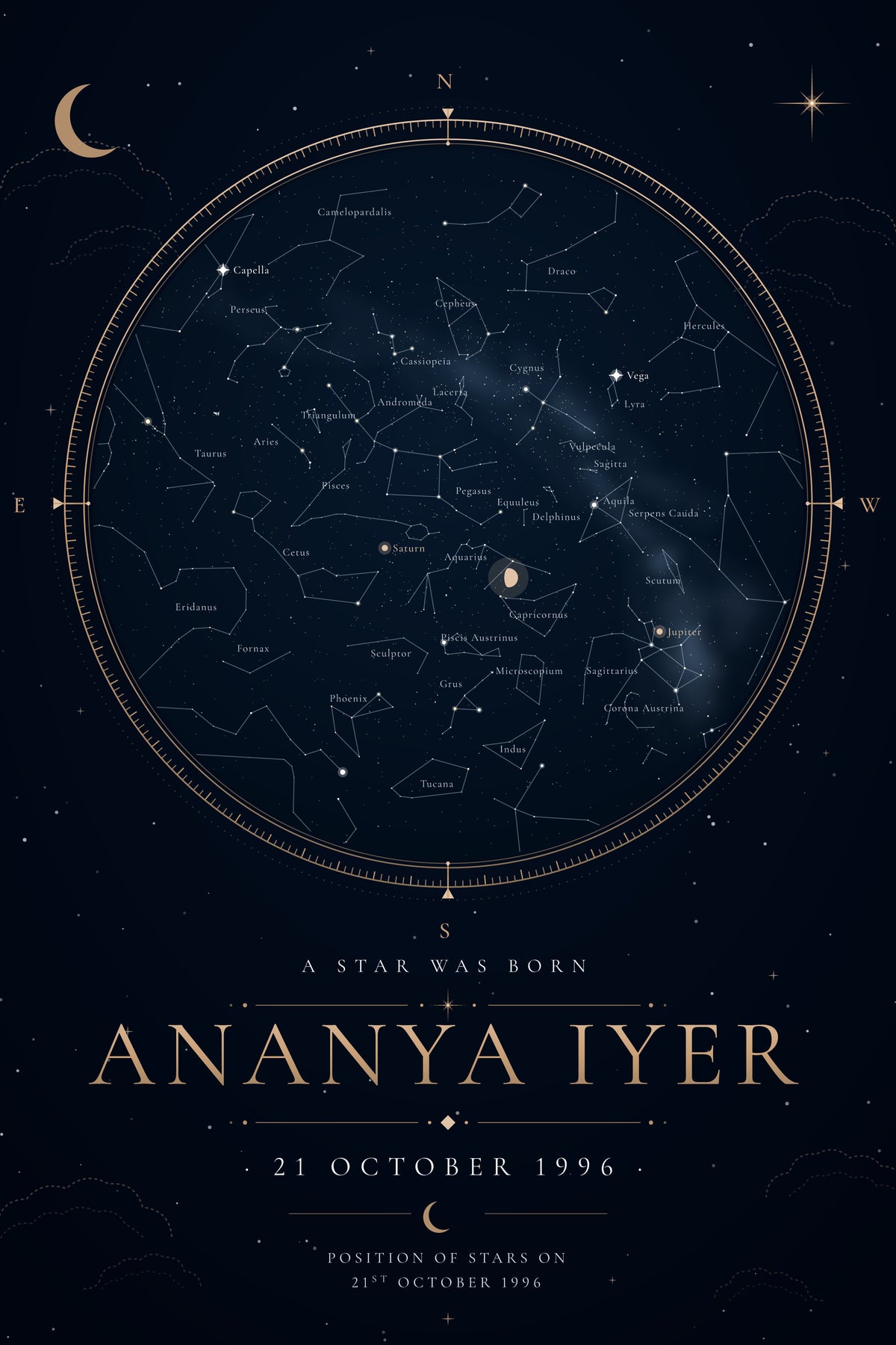 Celestial — personalised star map poster