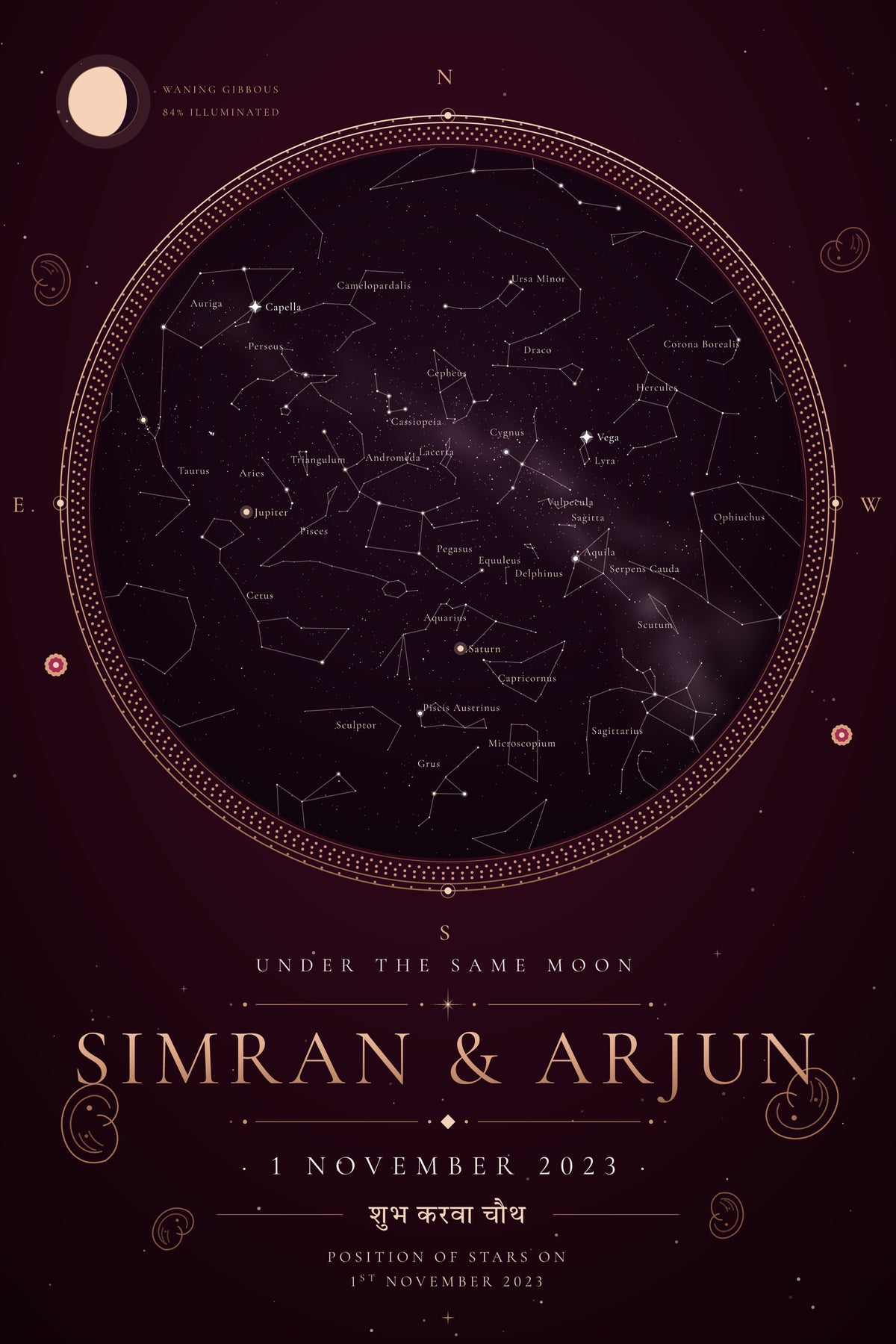 Karwa Chauth · Chand — personalised star map poster
