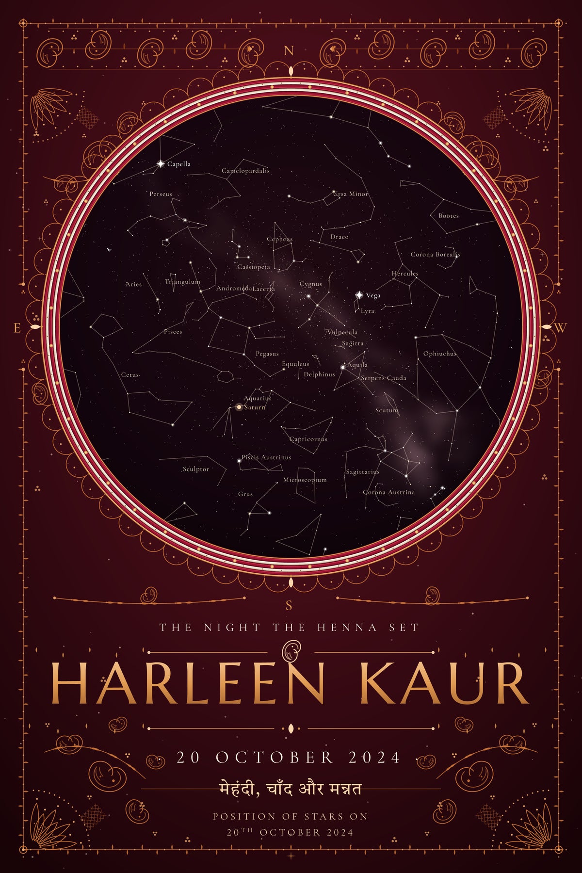 Karwa Chauth · Mehndi — personalised star map poster
