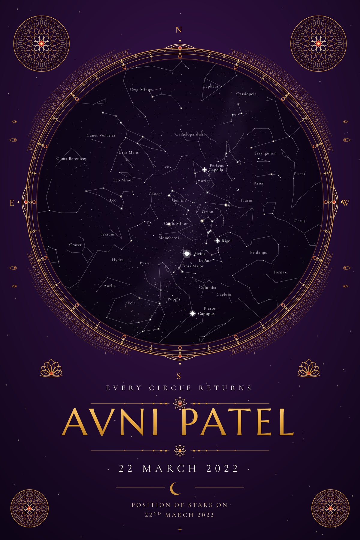 Mandala — personalised star map poster