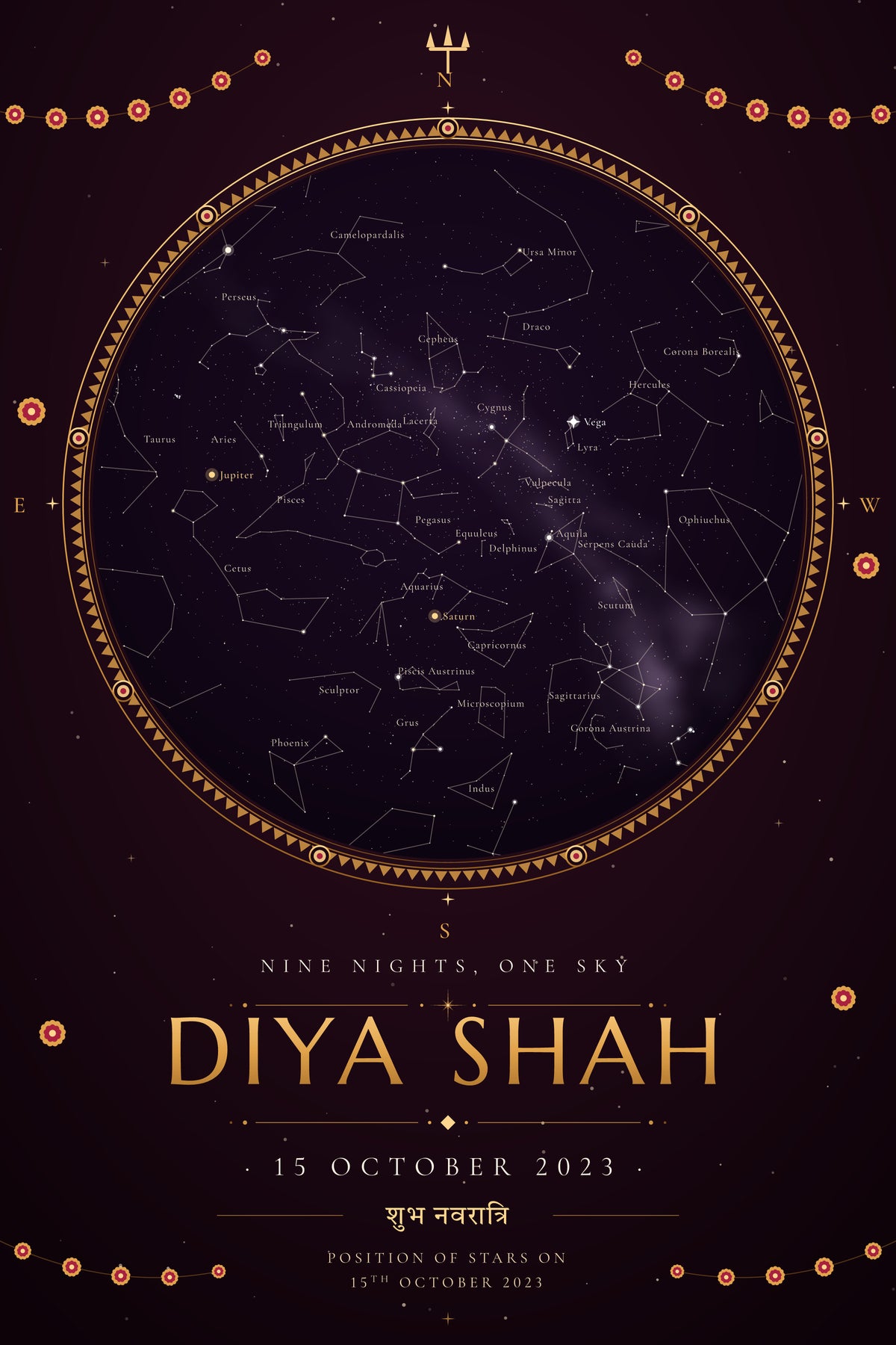 Navratri · Garba — personalised star map poster
