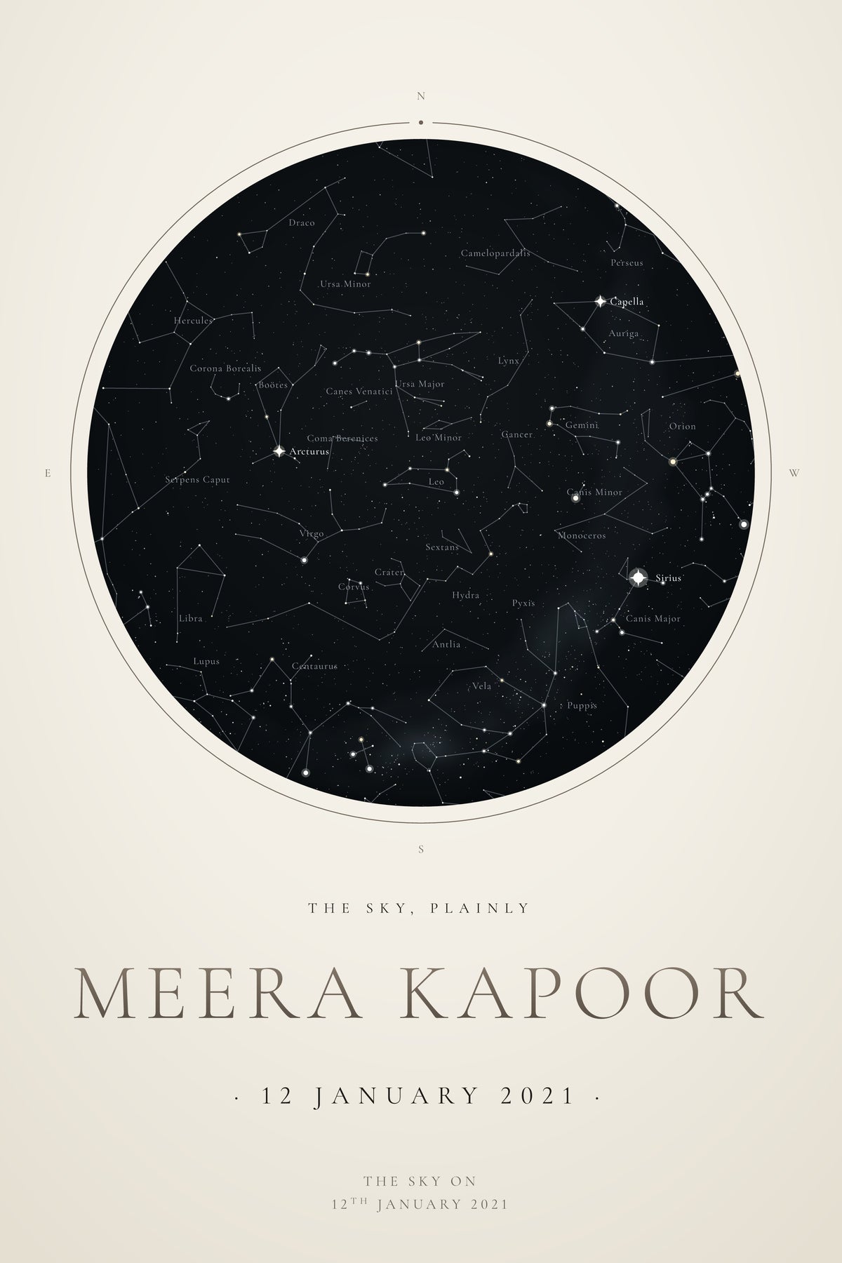 Plain Sky — personalised star map poster